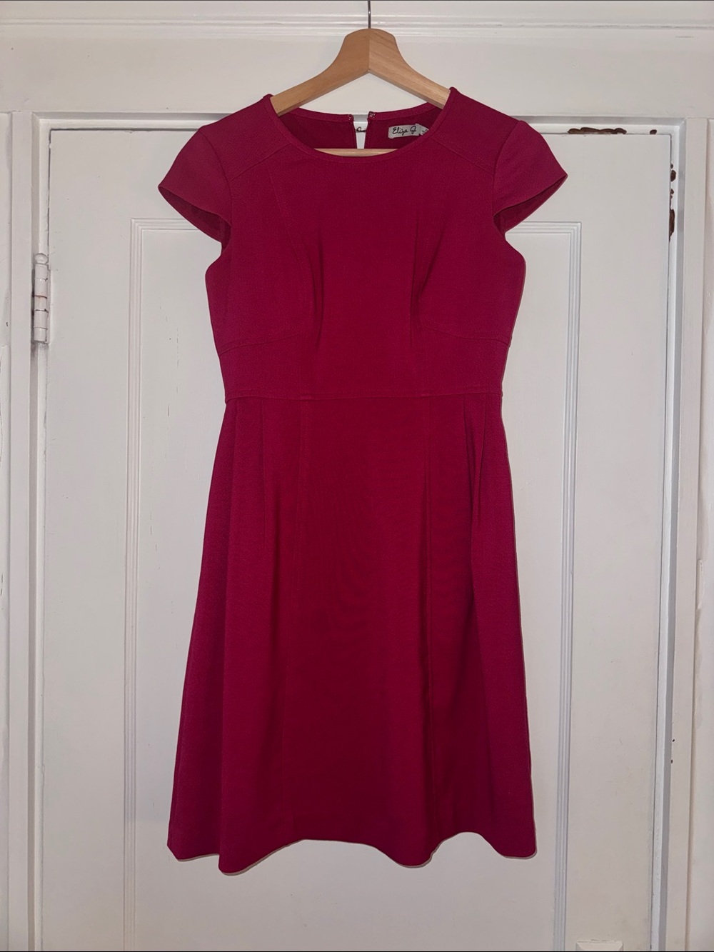Eliza J Fuchsia Cap-Sleeve Fit-and-Flare Mini Dress
